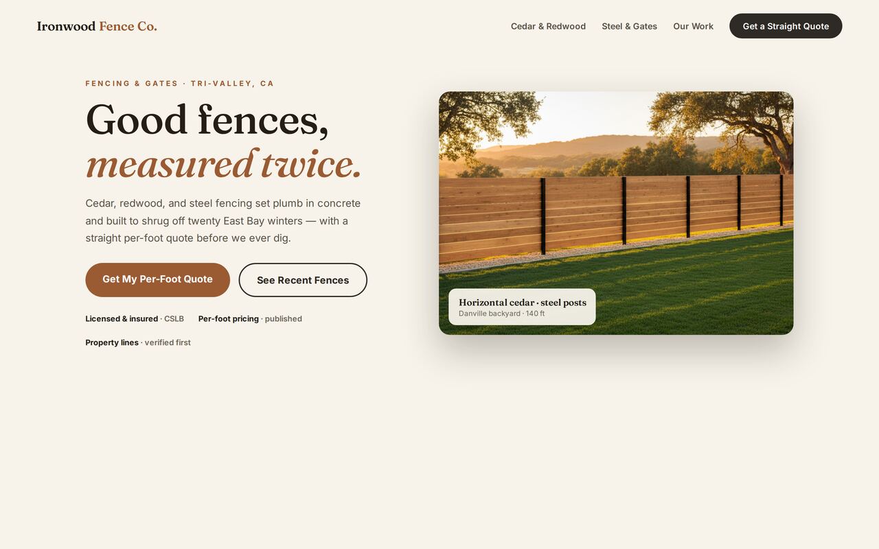 Beck Web Studio concept site shown for Marin County contractors